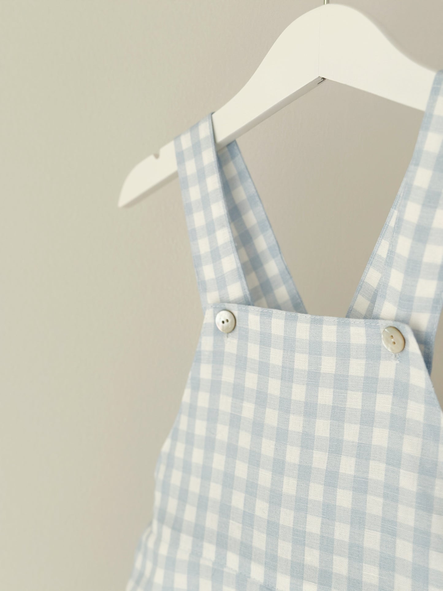 Nicolas Dungaree in baby blue gingham check