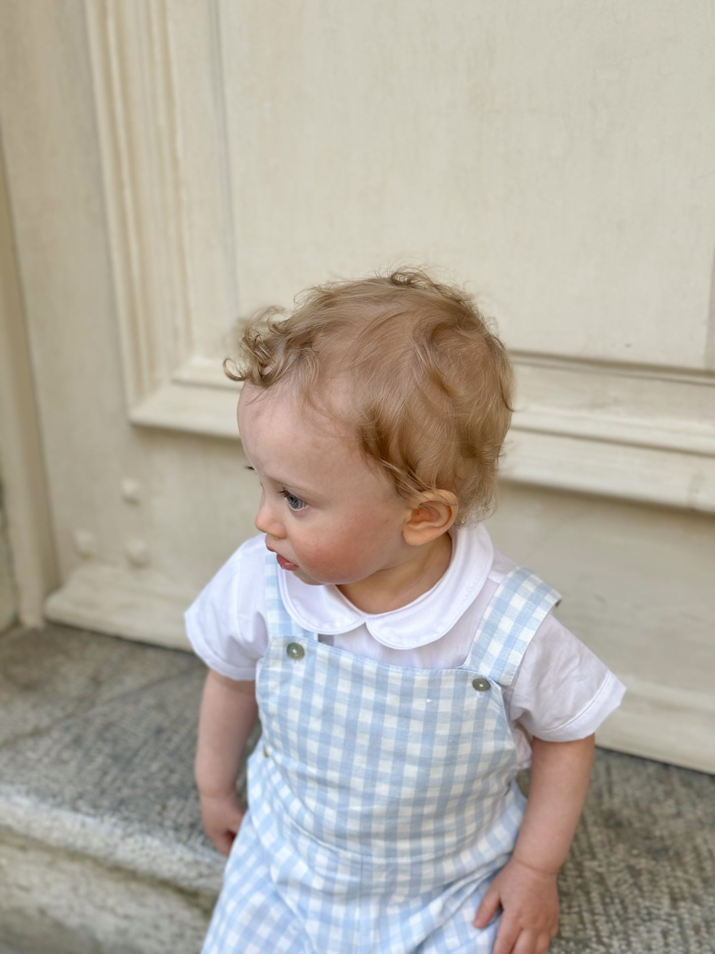 Nicolas Dungaree in baby blue gingham check