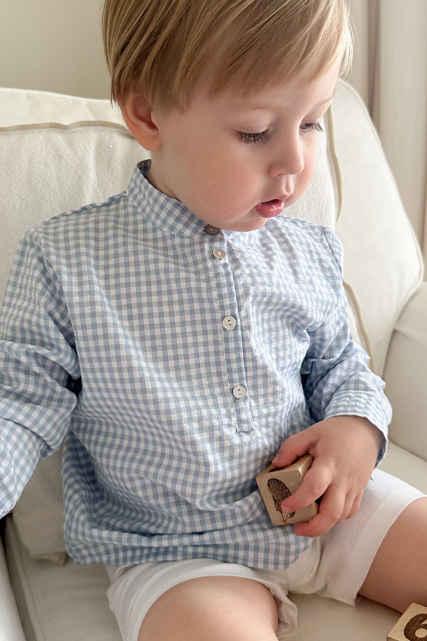 Mateus shirt in sky blue gingham check