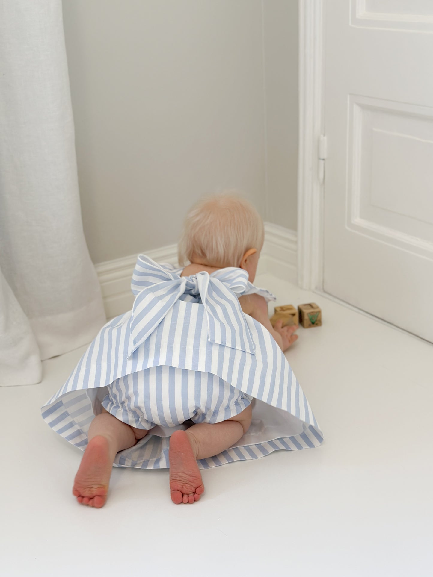Dulci bloomers in blue striped cotton-linen