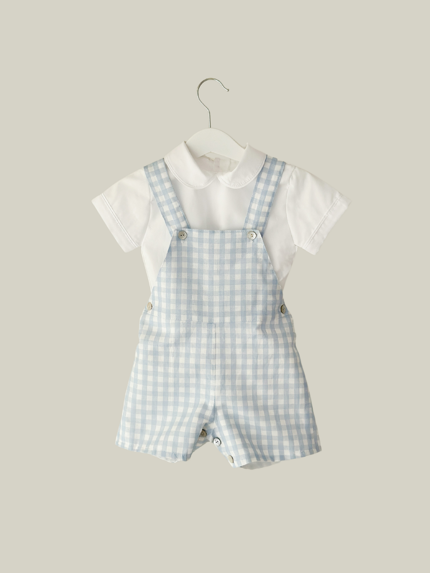 Nicolas Dungaree in baby blue gingham check