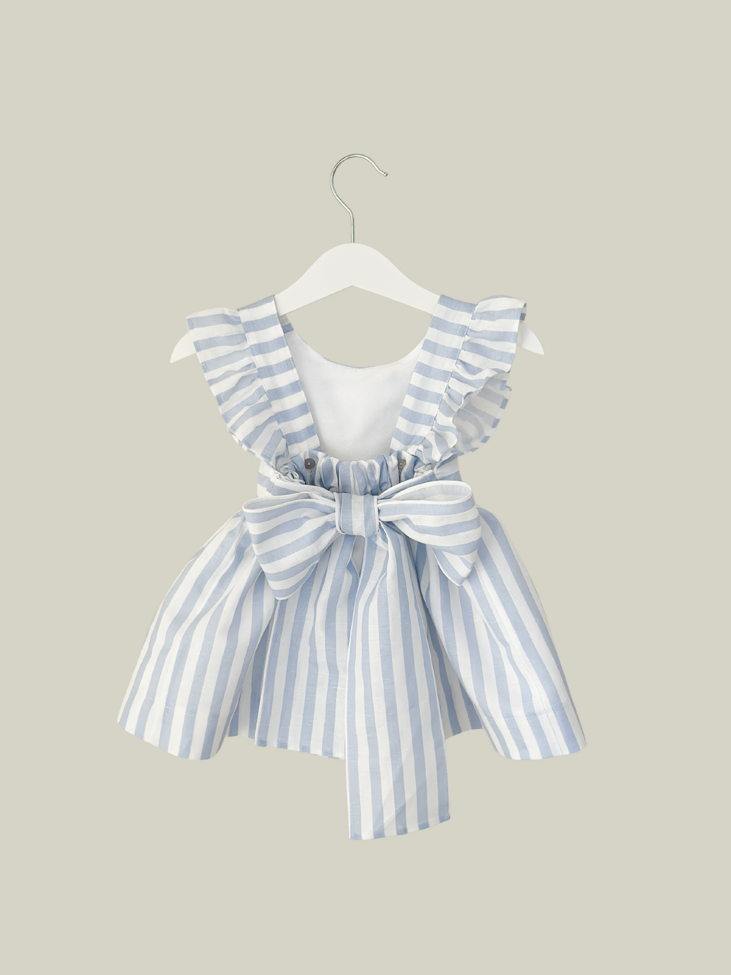 Dulci Bow Dress in striped blue fabric