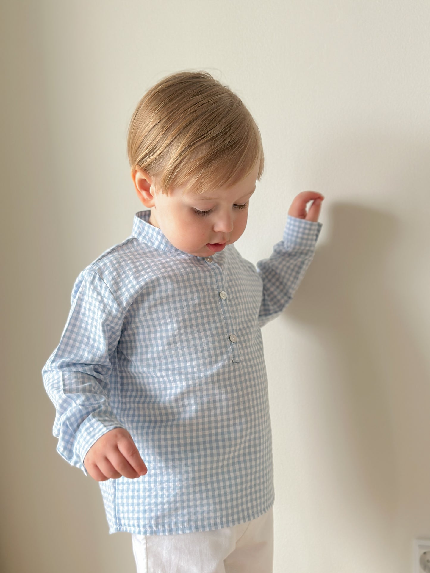 Mateus shirt in sky blue gingham check