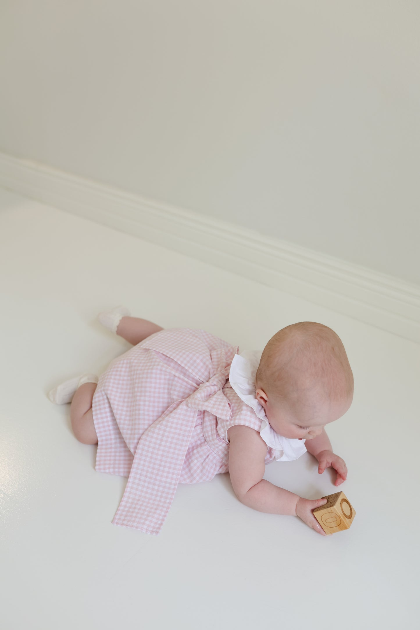 Lili bodysuit bow dress in baby pink gingham