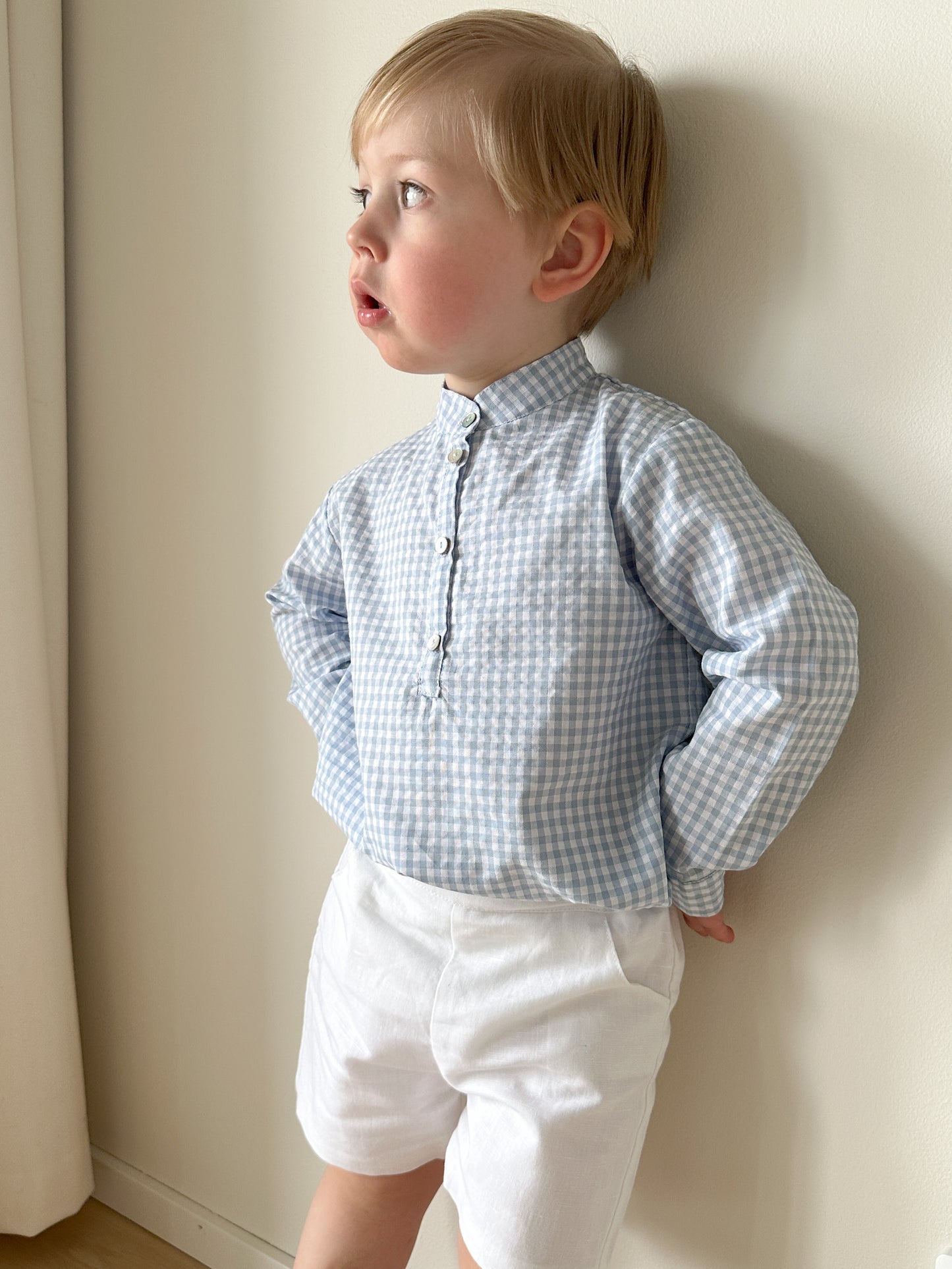 Mateus shirt in sky blue gingham check