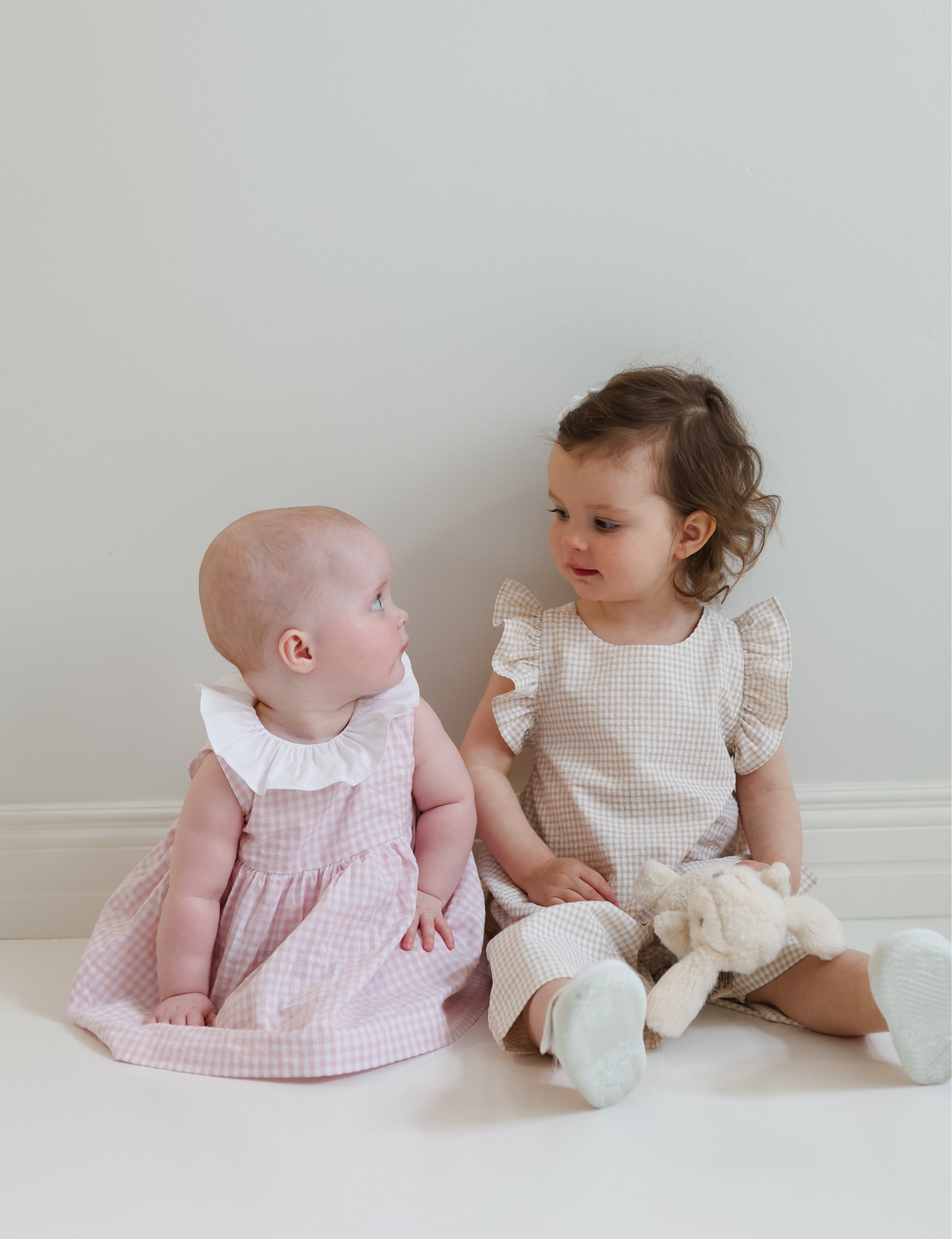 Lili bodysuit bow dress in baby pink gingham
