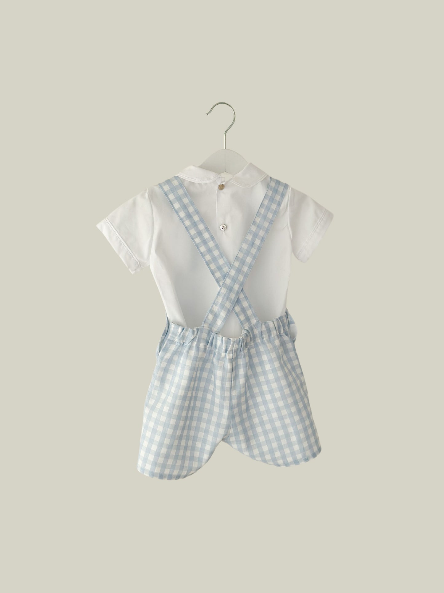 Nicolas Dungaree in baby blue gingham check