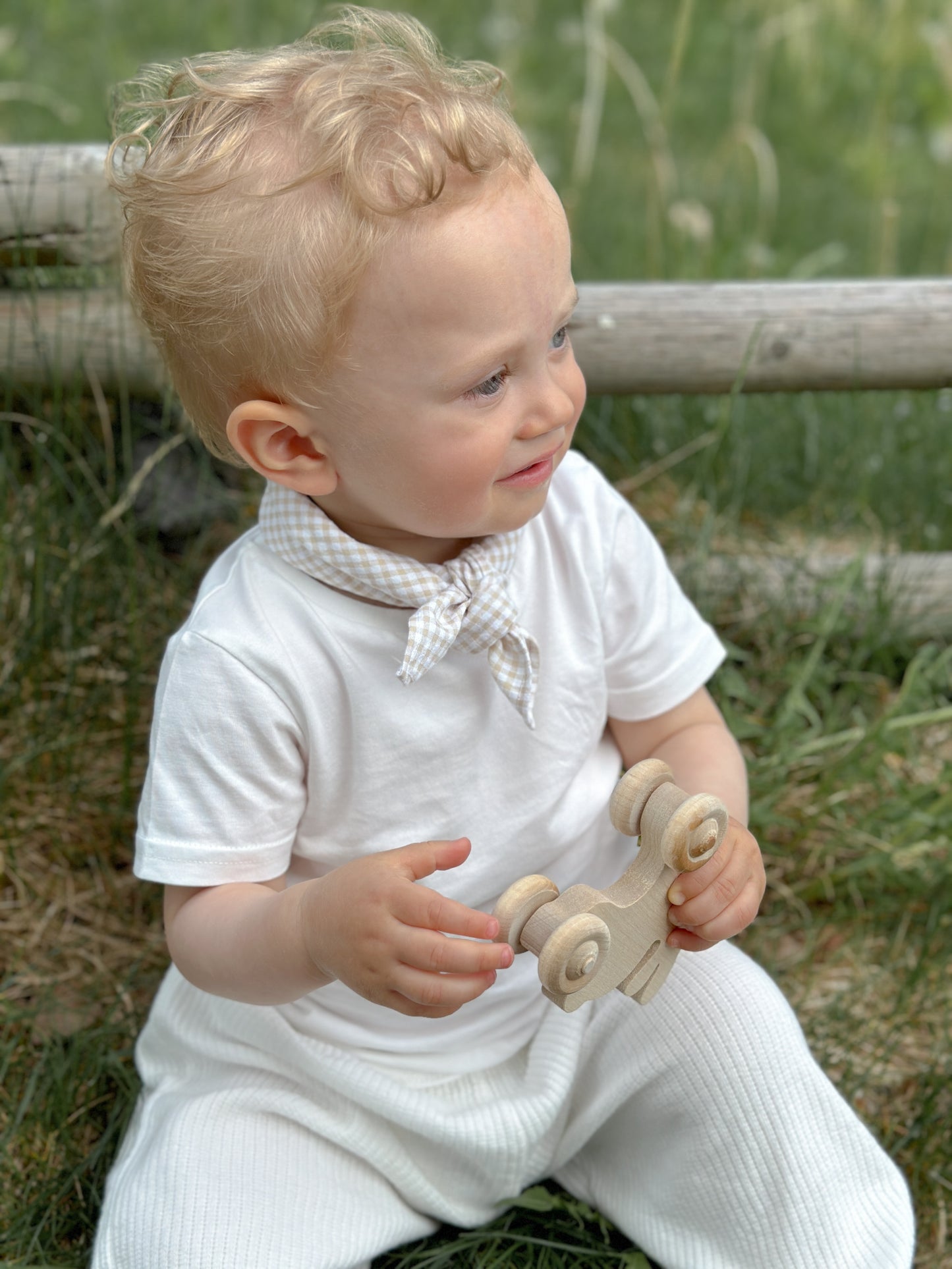 Bobbi scarf in beige gingham