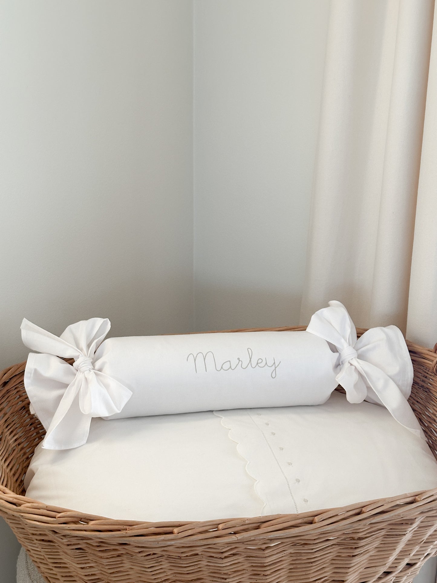 Bolster Pillow with Bows for Personalization