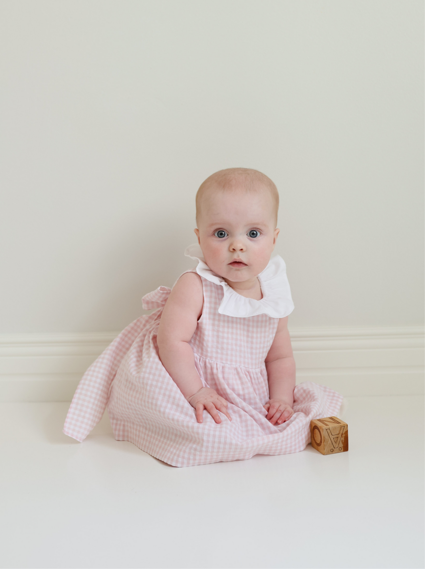 Lili bodysuit bow dress in baby pink gingham