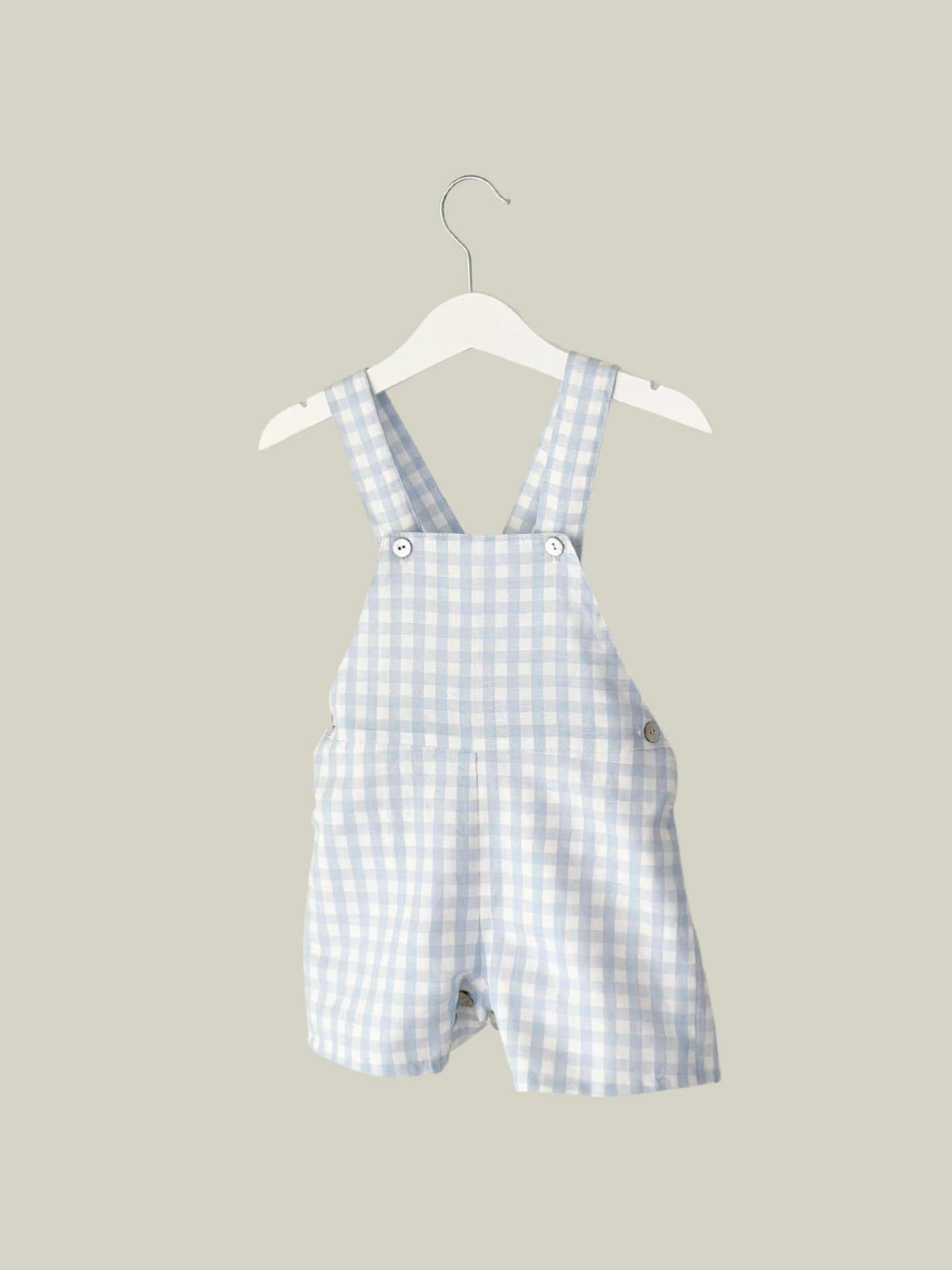 Nicolas Dungaree in baby blue gingham check