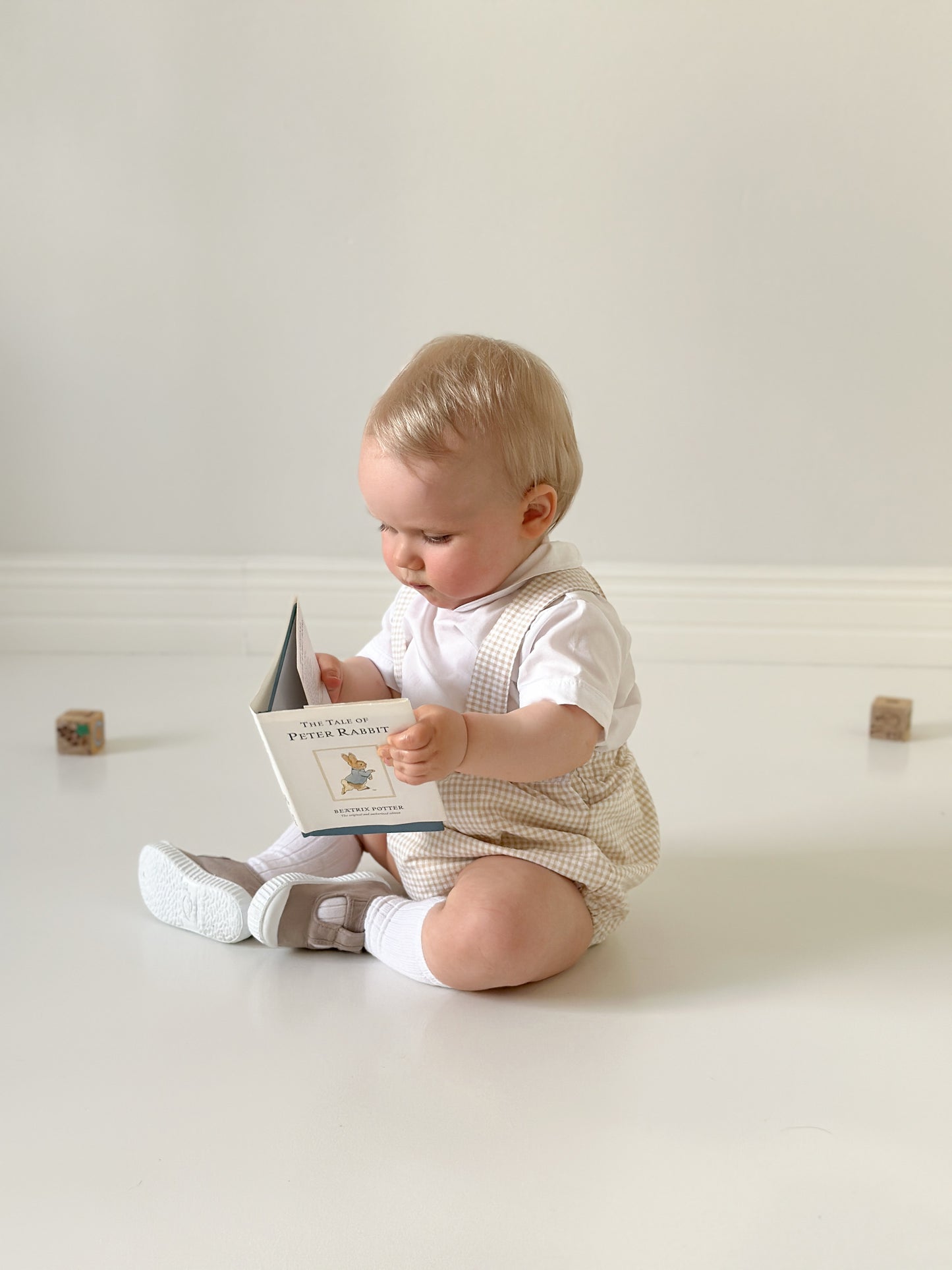 Manuel Dungaree in beige gingham check