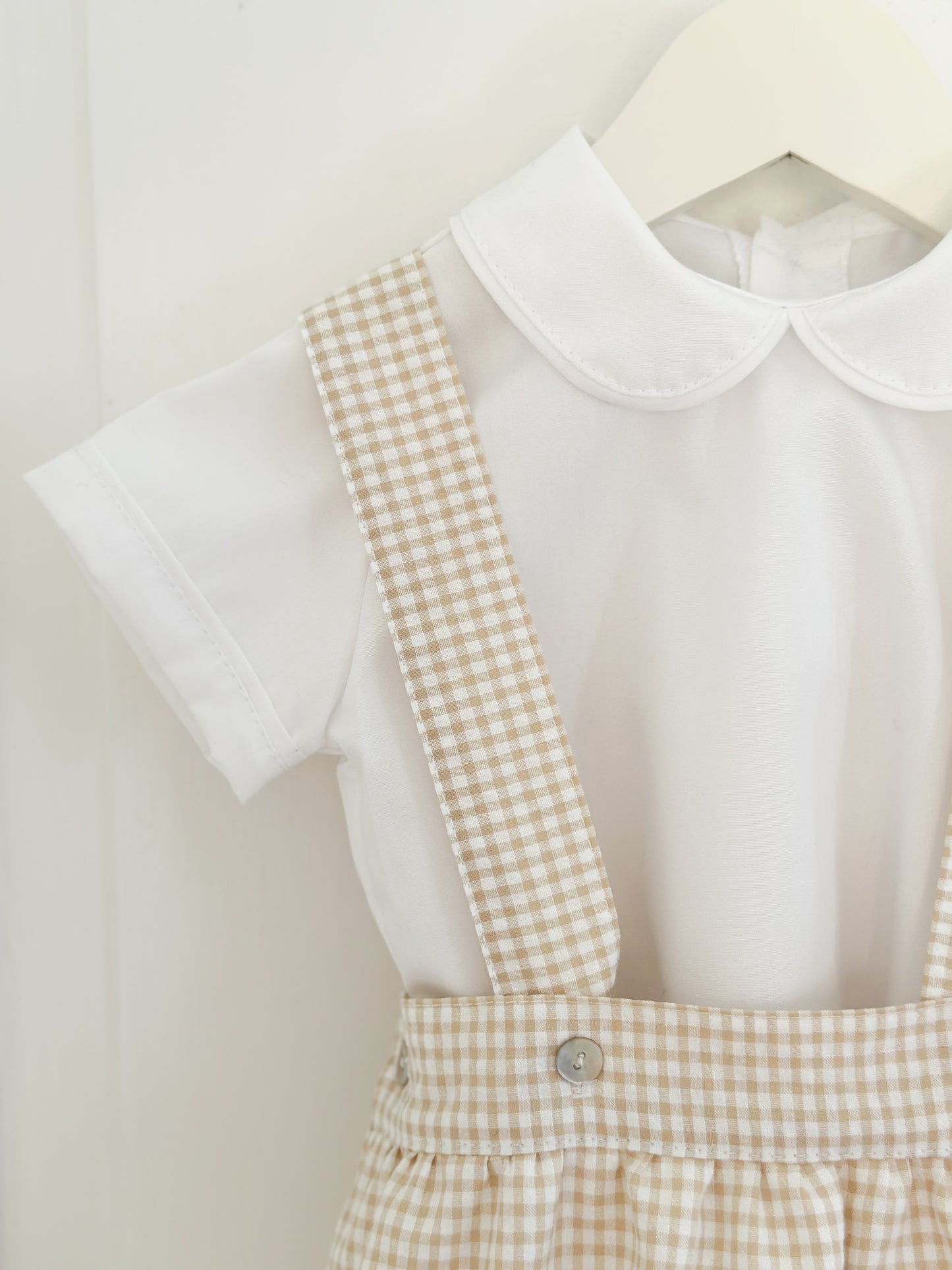 Manuel Dungaree in beige gingham check