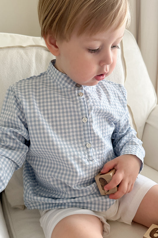 Mateus shirt in sky blue gingham check