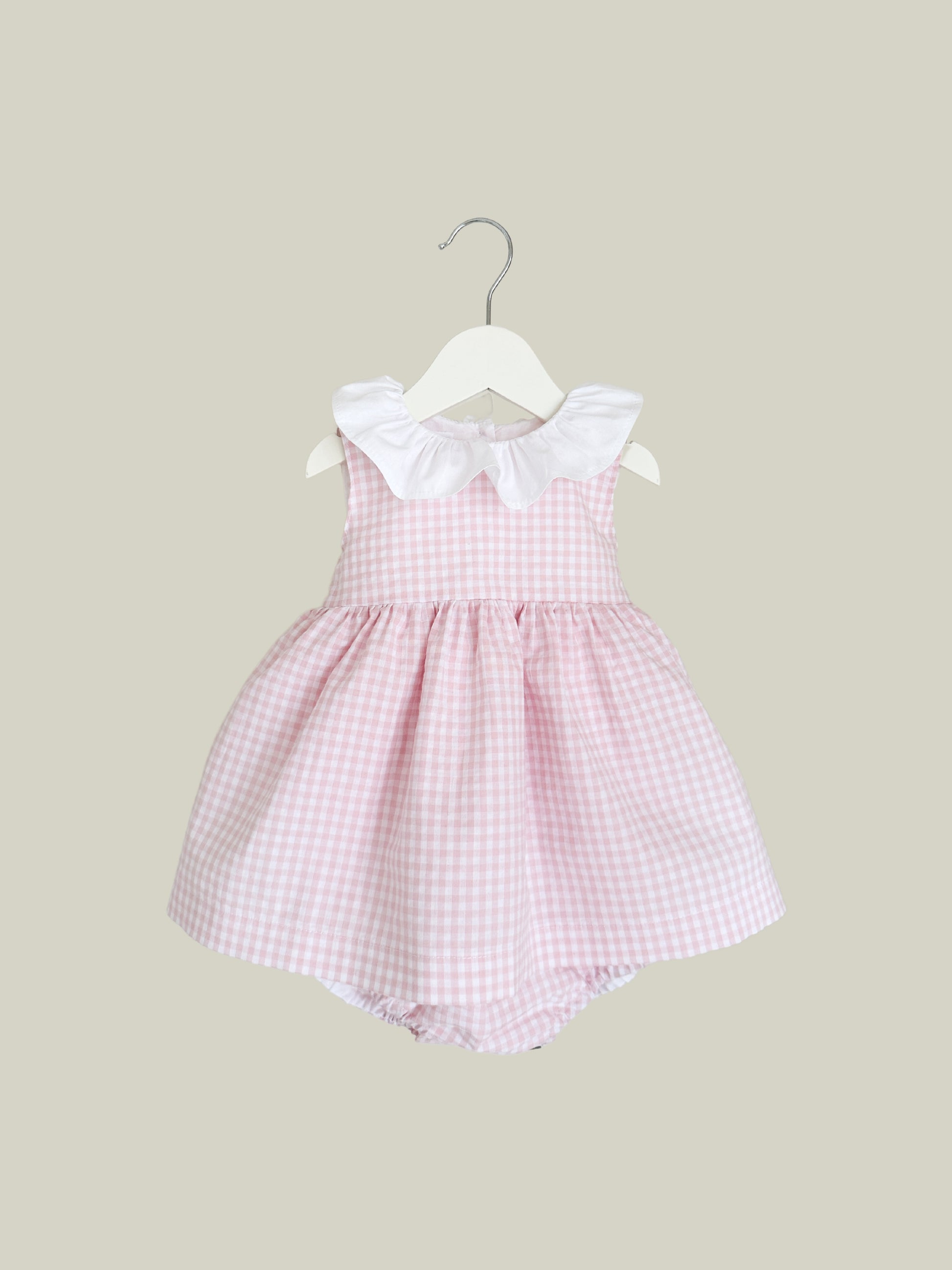 Lili bodysuit bow dress in baby pink gingham Lili bodysuit bow dress in baby pink gingham