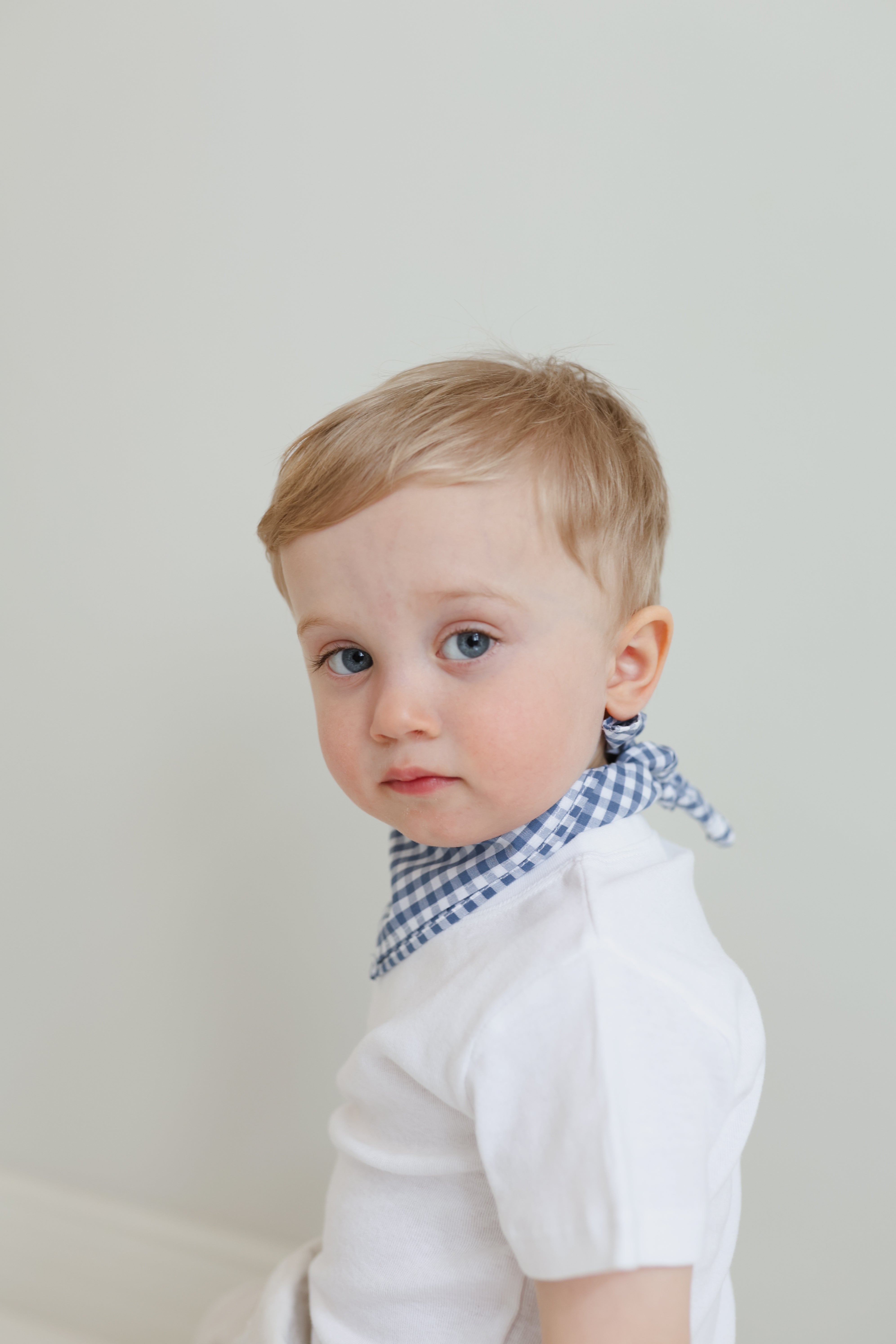 Bobbi scarf in medium blue gingham – Atelier Dulci