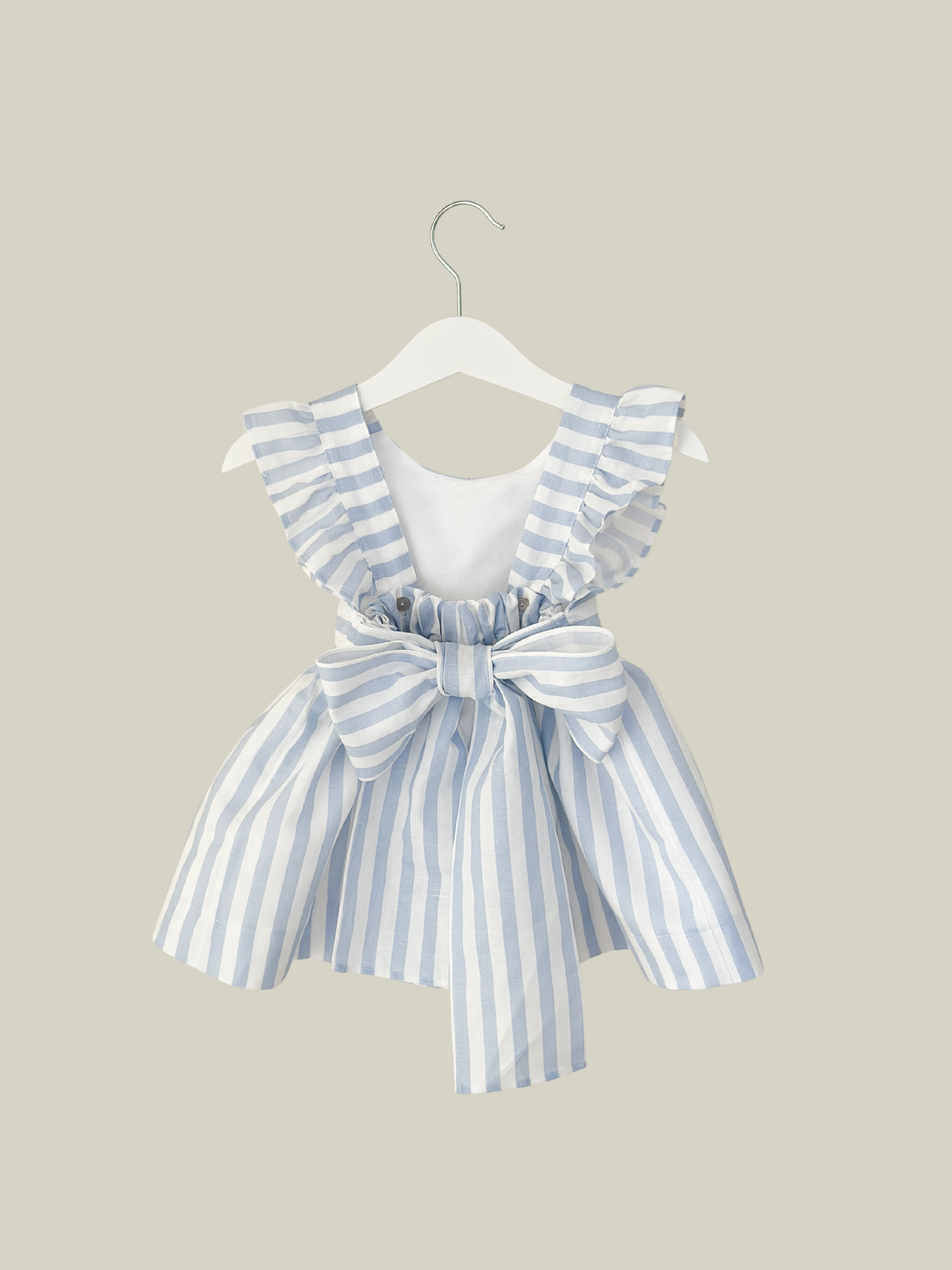 Dulci Bow Dress in striped blue fabric Dulci Bow Dress in striped blue fabric