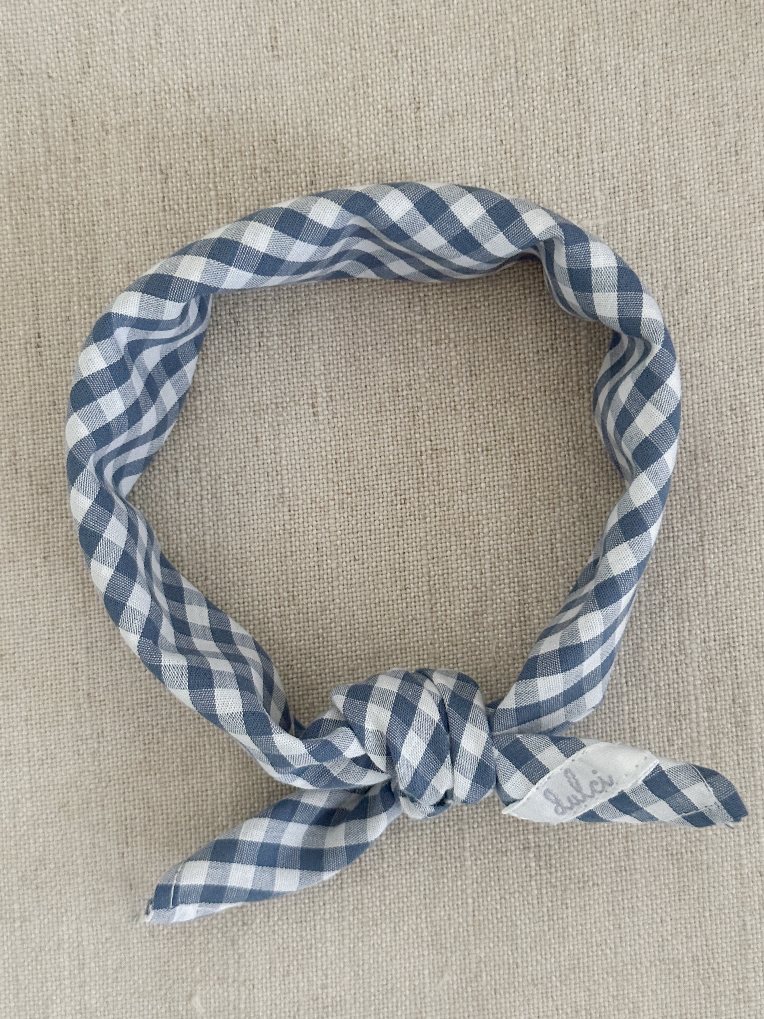 Bobbi scarf in medium blue gingham – Atelier Dulci