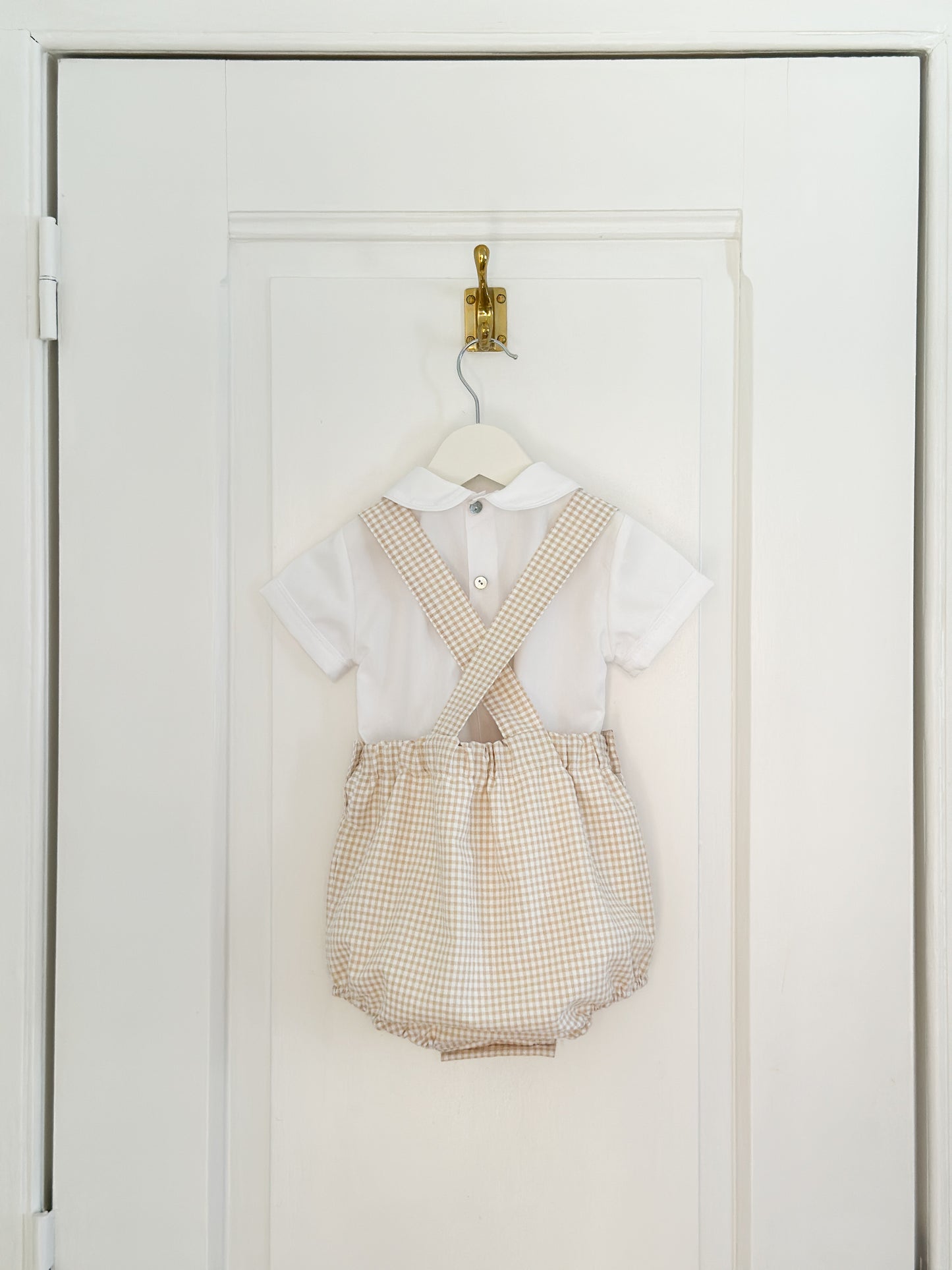 Manuel Dungaree in beige gingham check