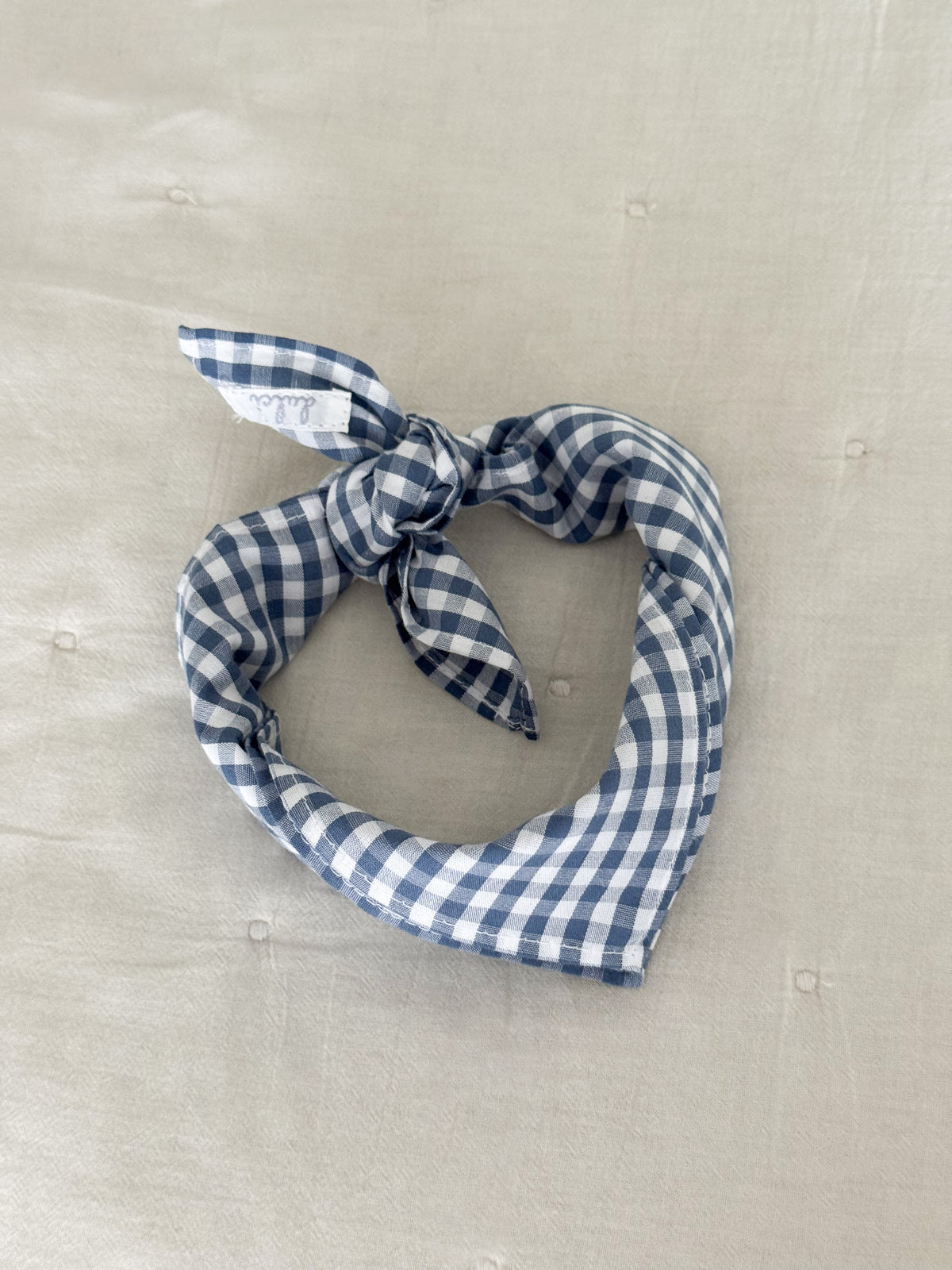 Peri Micro Gingham Tie-Up Scarf Blue Gingham Bandana Headscarf Bandana with hidden filter mask for bikers, biking, riding  main image 2