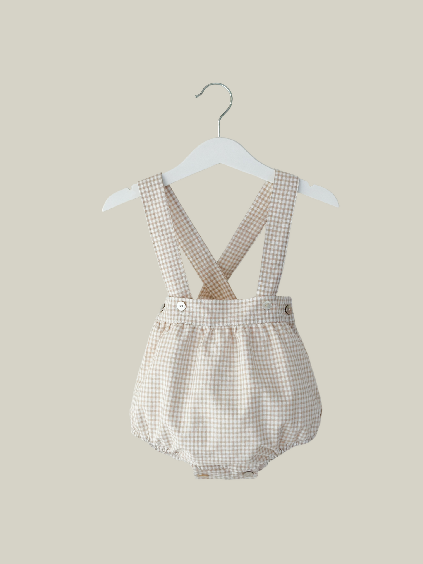Manuel Dungaree in beige gingham check